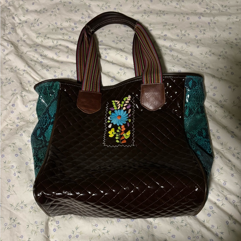 Consuela Brown Quilted Tote Bag